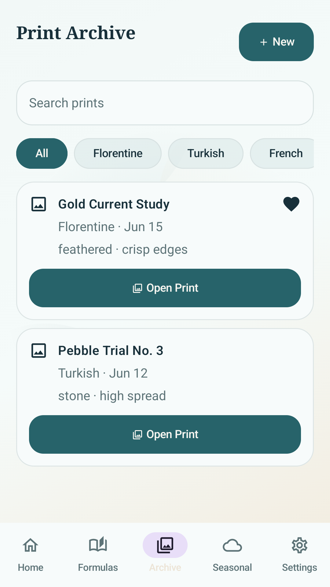 MarblePaper print archive screen